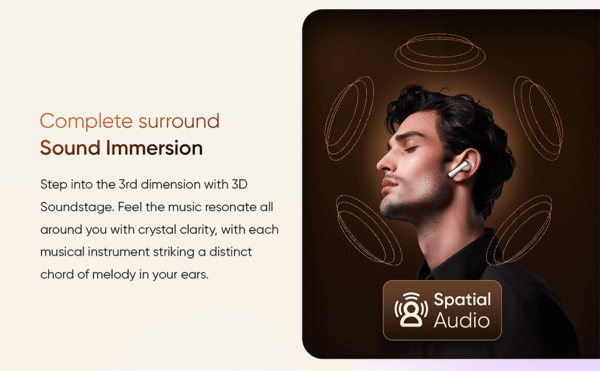 Mivi SuperPods Halo [Flagship Launch], True Wireless Earbuds with 35dB ANC, 3D Soundstage, 60H Playtime, Spatial Audio, Transparency Mode, 13mm Drivers, and IPX4 Water Resistance - Image 3