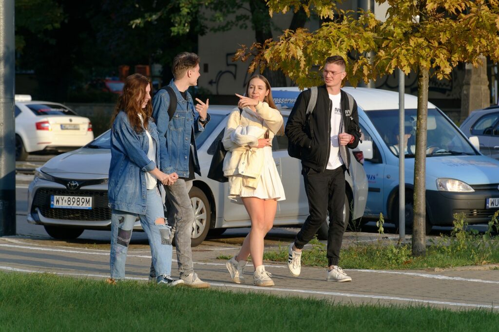 friends, walking, sidewalk, pavement, people, casual wear, urban, city, casual wear, casual wear, casual wear, casual wear, casual wear